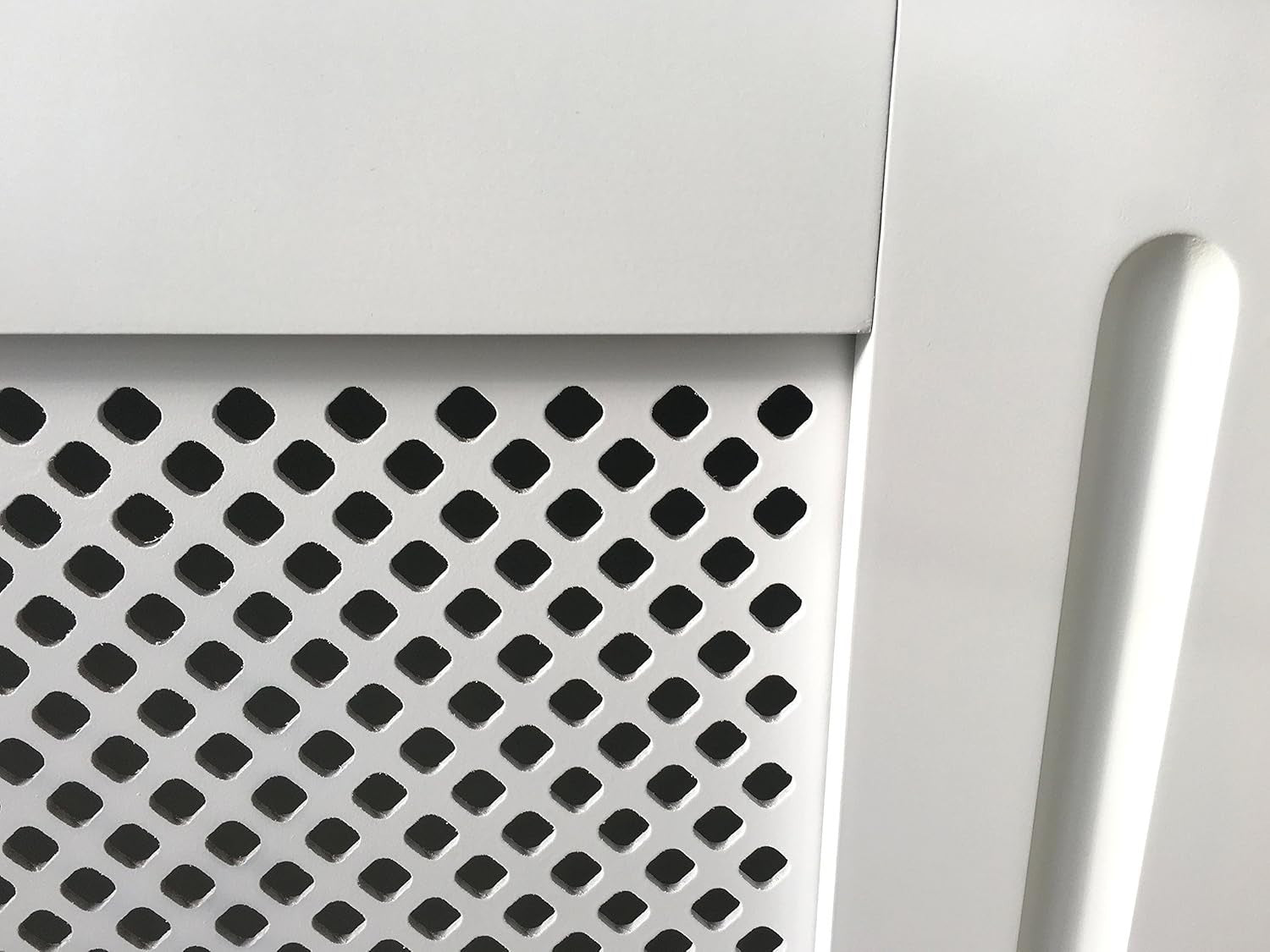 White MDF Radiator Cover Mini | Traditional Diamond Slat Cabinet