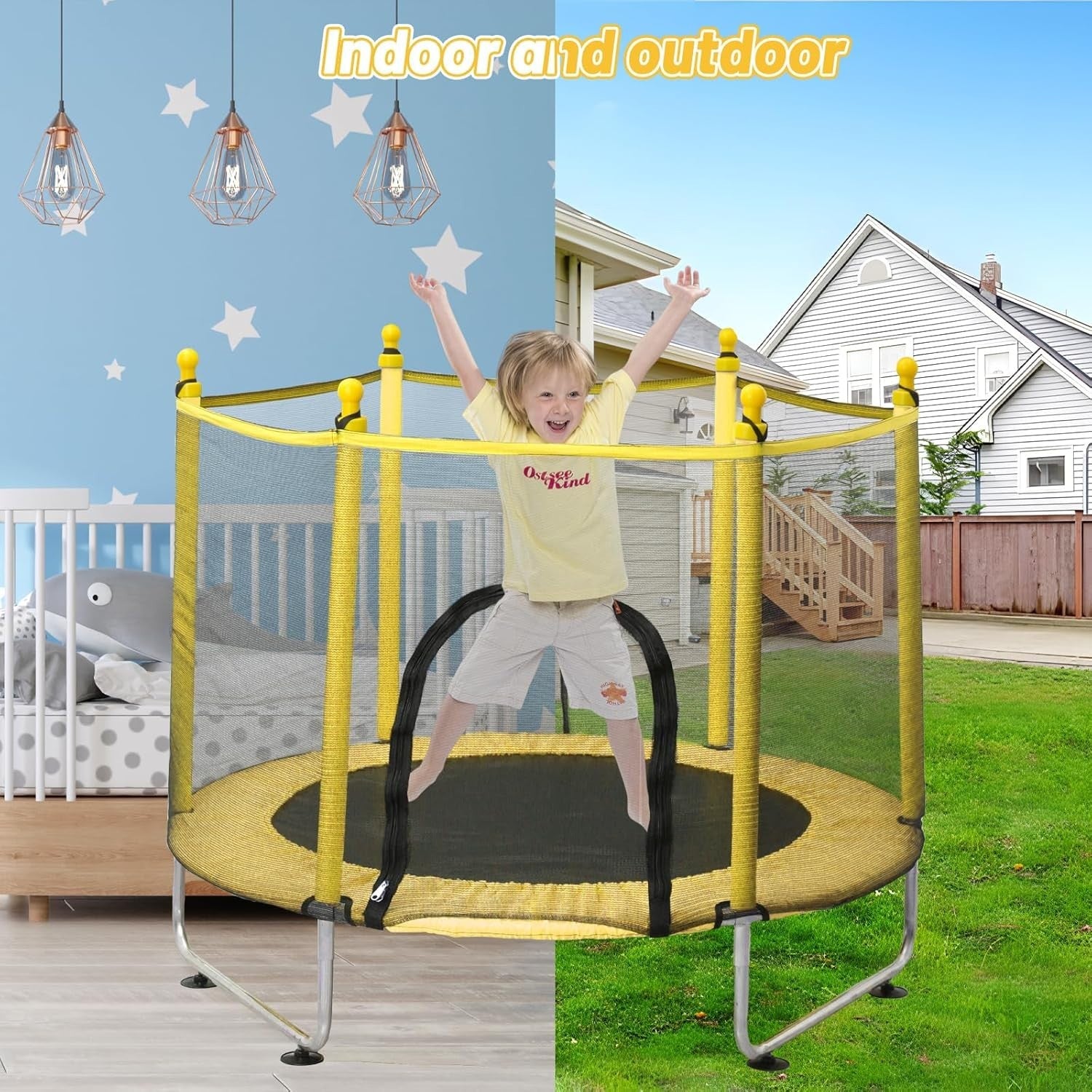 55in Kids Trampoline Safety Net Basketball Hoop Indoor Outdoor