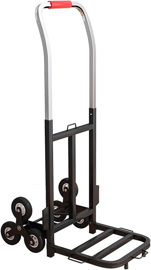 6 Wheel Stair Climbing Folding Hand Truck 100kg Adjustable Steel Trolley