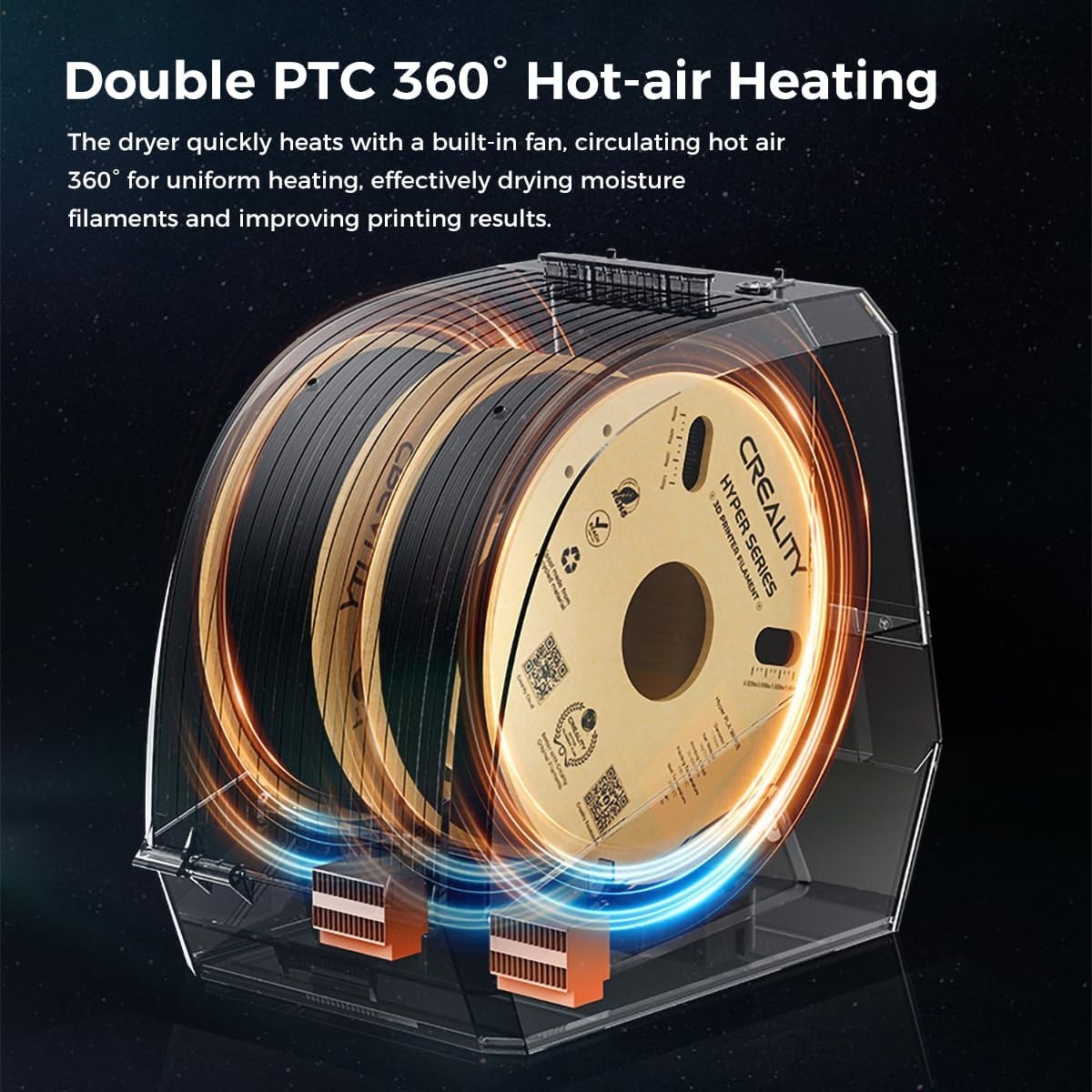 Dual Spool Filament Dryer Box 360° Hot Air 70C Memory