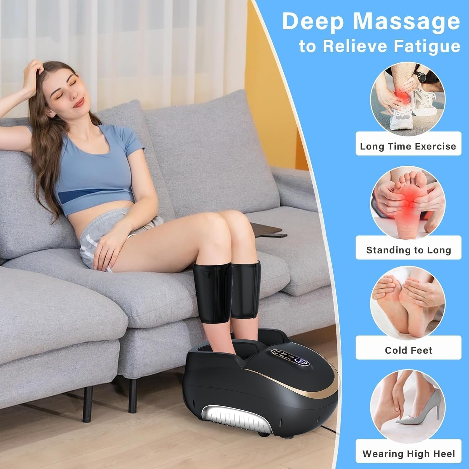 Shiatsu Foot & Leg Massager w/ Heat, Rollers, 5 Modes, Pain Relief