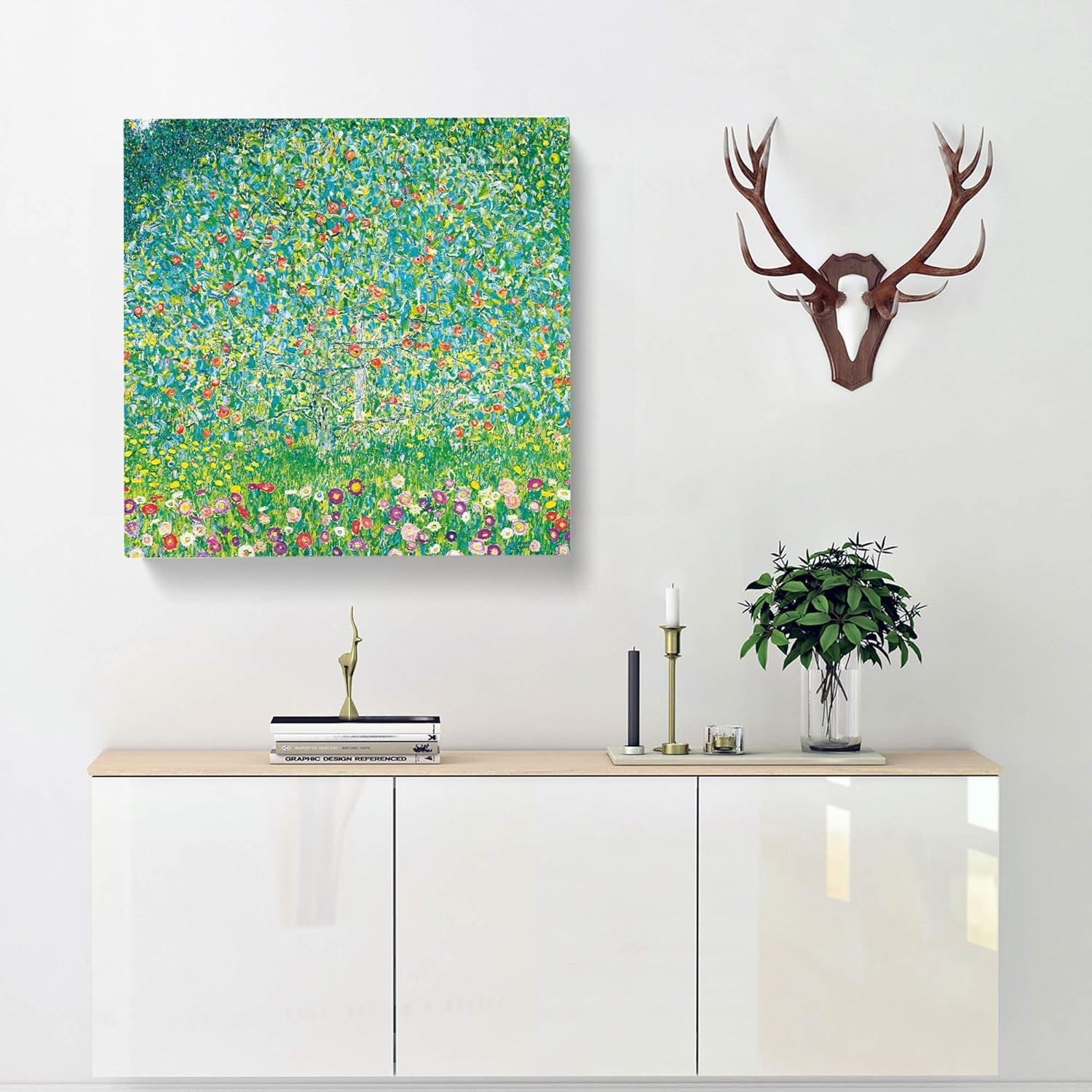 Klimt Apple Tree Canvas Wall Art 20x20 Framed Ready to Hang