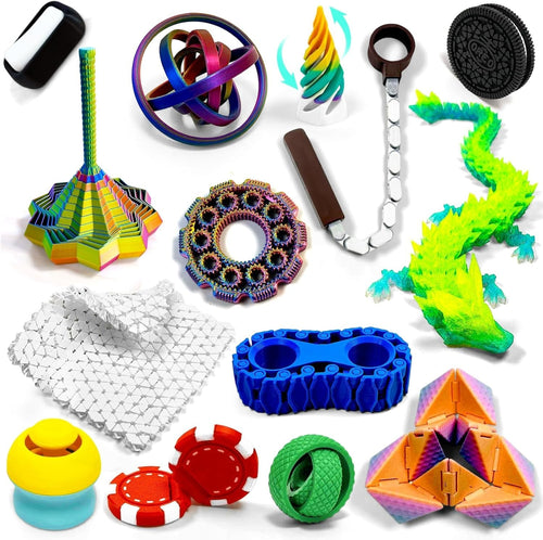 14-in-1 3D Printed Fidget Toys Set Stress Relief Anxiety Desk Gifts