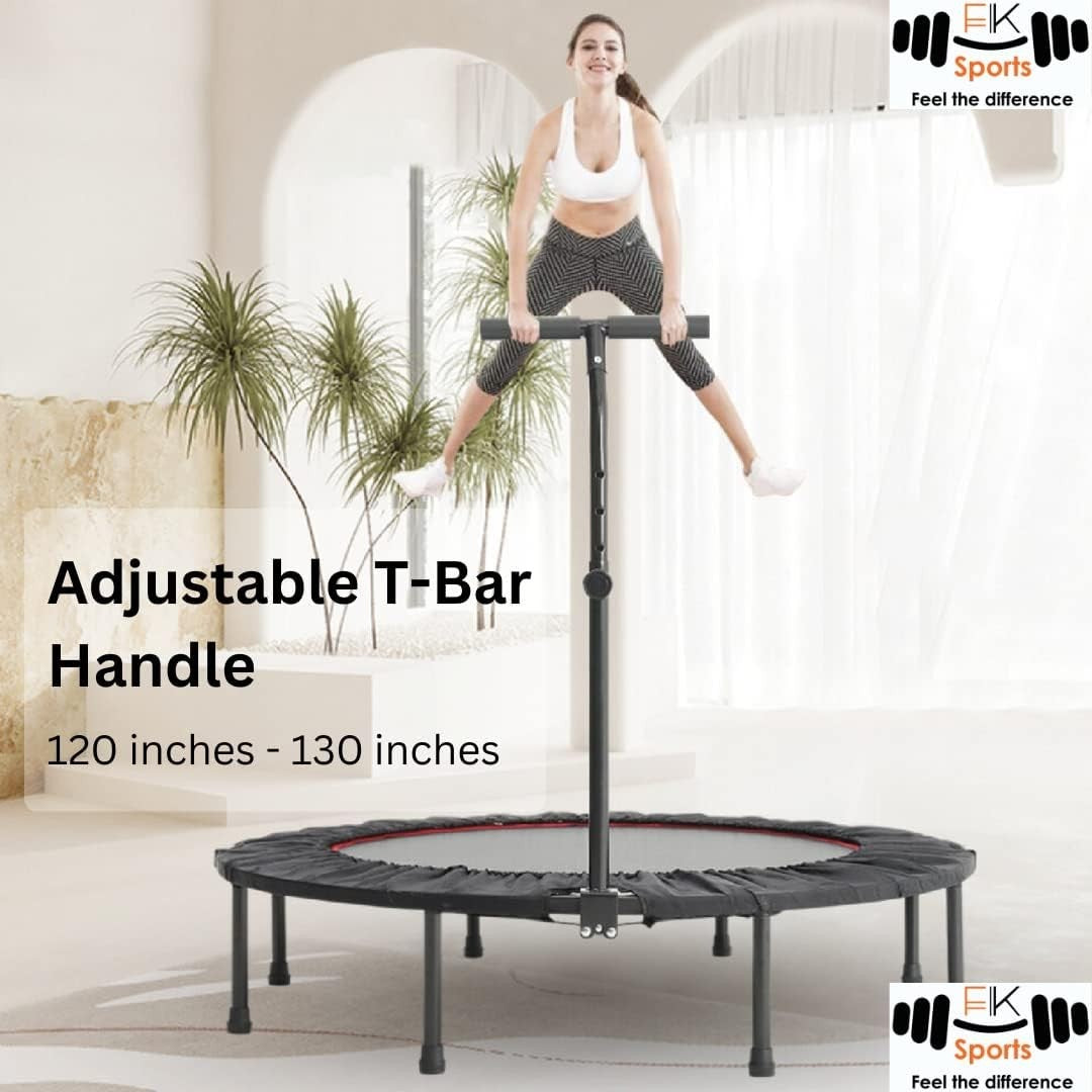 48” Mini Fitness Trampoline Rebounder Adjustable Handle Indoor