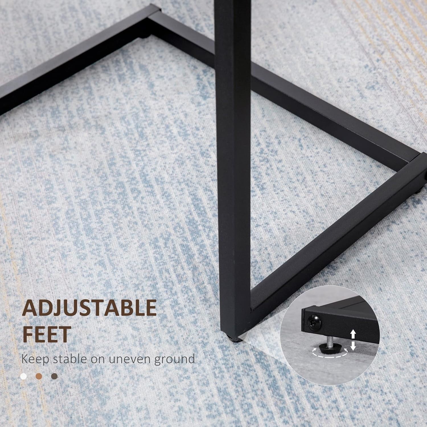 Set of 3 Industrial Nesting Side Coffee Tables C Shaped Sofa End Desk