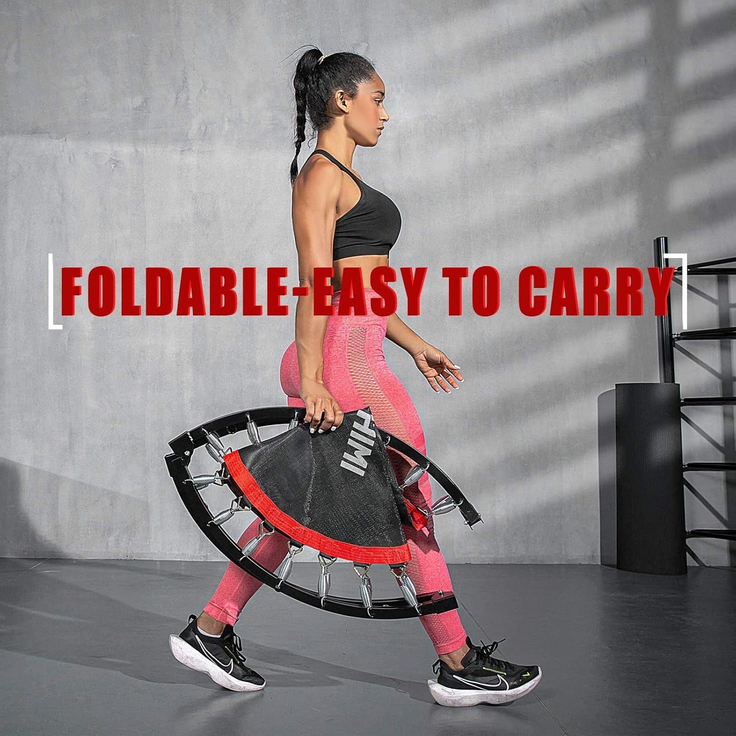 40in Folding Fitness Rebounder Trampoline with Handle Indoor Workout