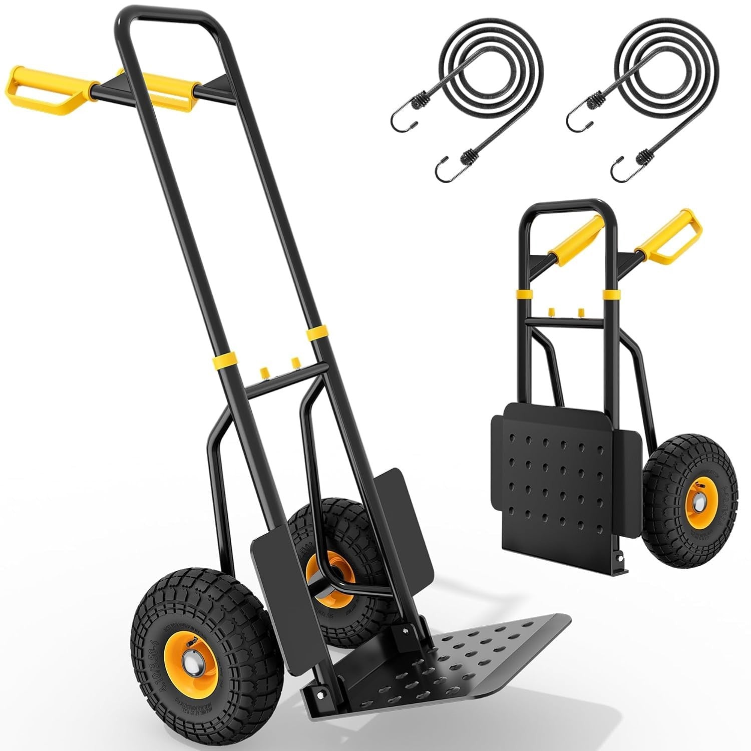 Foldable Heavy Duty Hand Truck 150kg Capacity w/ Large 25cm Rubber Wheels