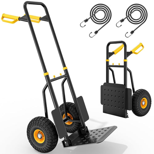 Foldable Heavy Duty Hand Truck 150kg Capacity w/ Large 25cm Rubber Wheels