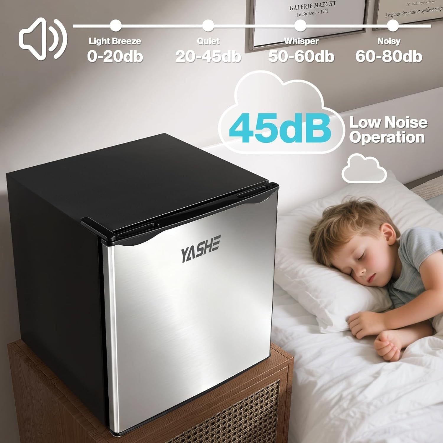 52L Mini Fridge Freezer Compact Portable Bedroom Office Dorm Silver
