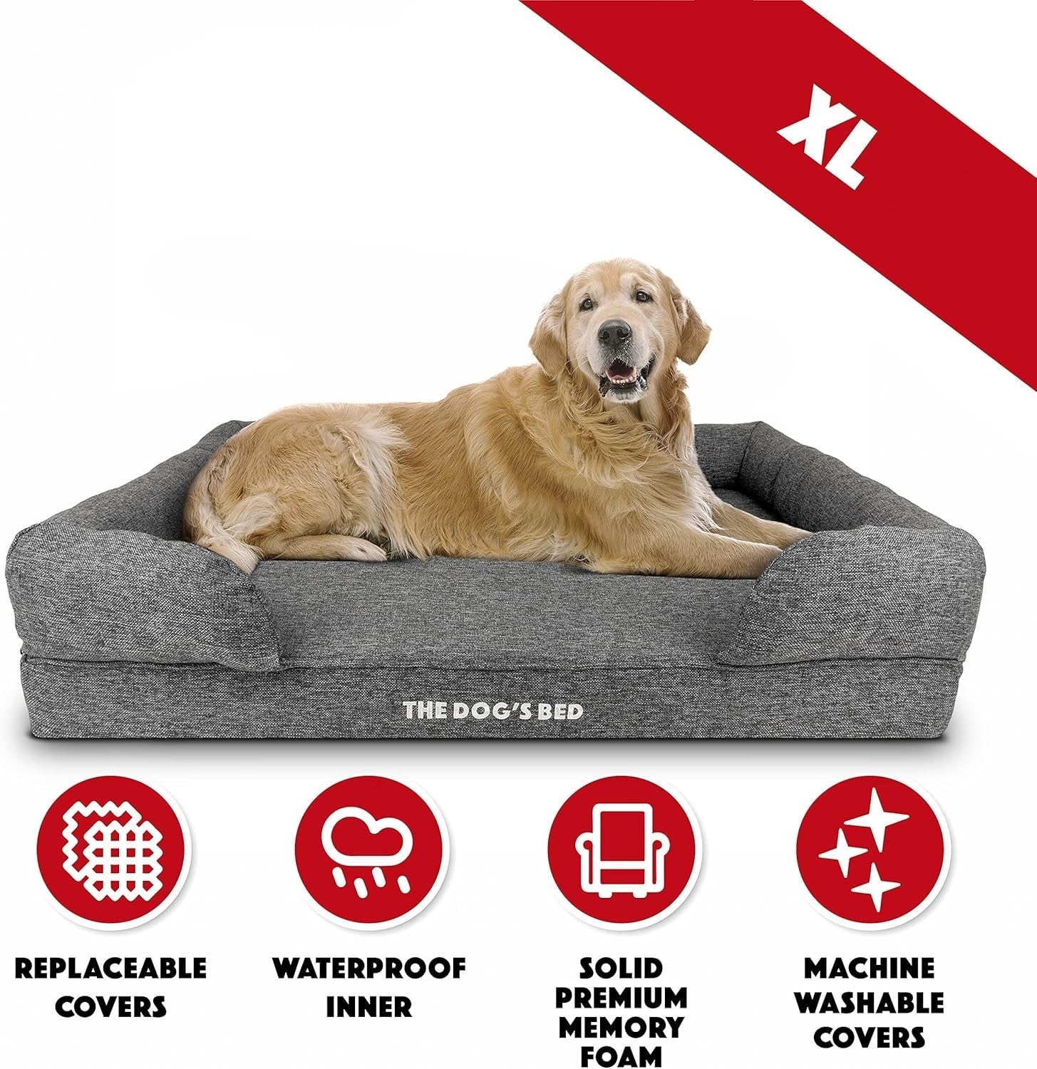 XL Orthopedic Dog Bed Memory Foam Washable 111x86cm Grey