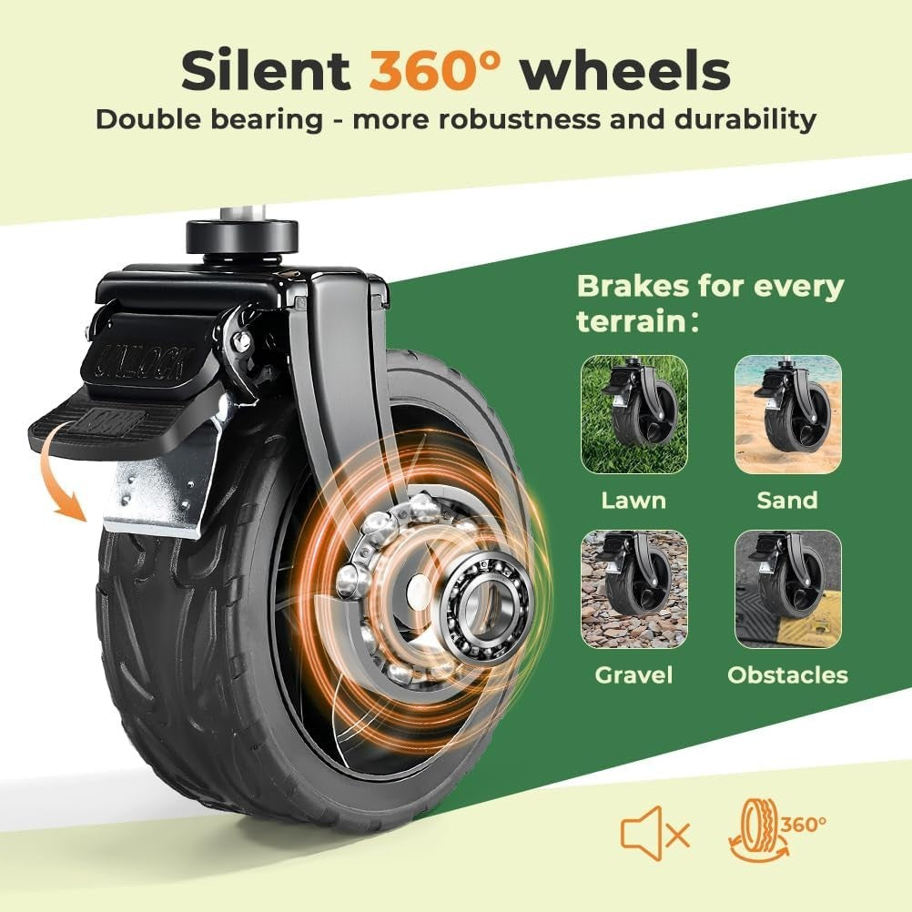 100L Heavy Duty Folding Festival Trolley Big Wheel Camping Garden Wagon 220lbs