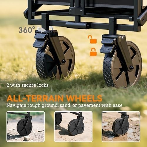 Folding Festival Trolley 90L Camping Garden Shopping Cart on Wheels