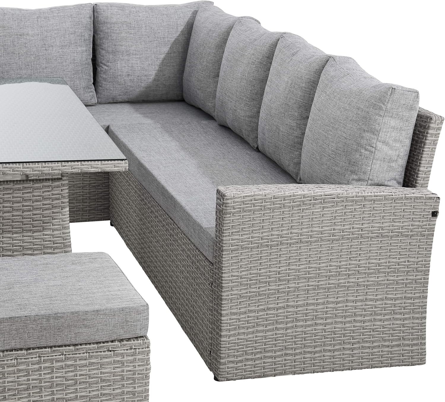 9 Seater Rattan Corner Sofa Dining Set Outdoor Garden Patio Furniture