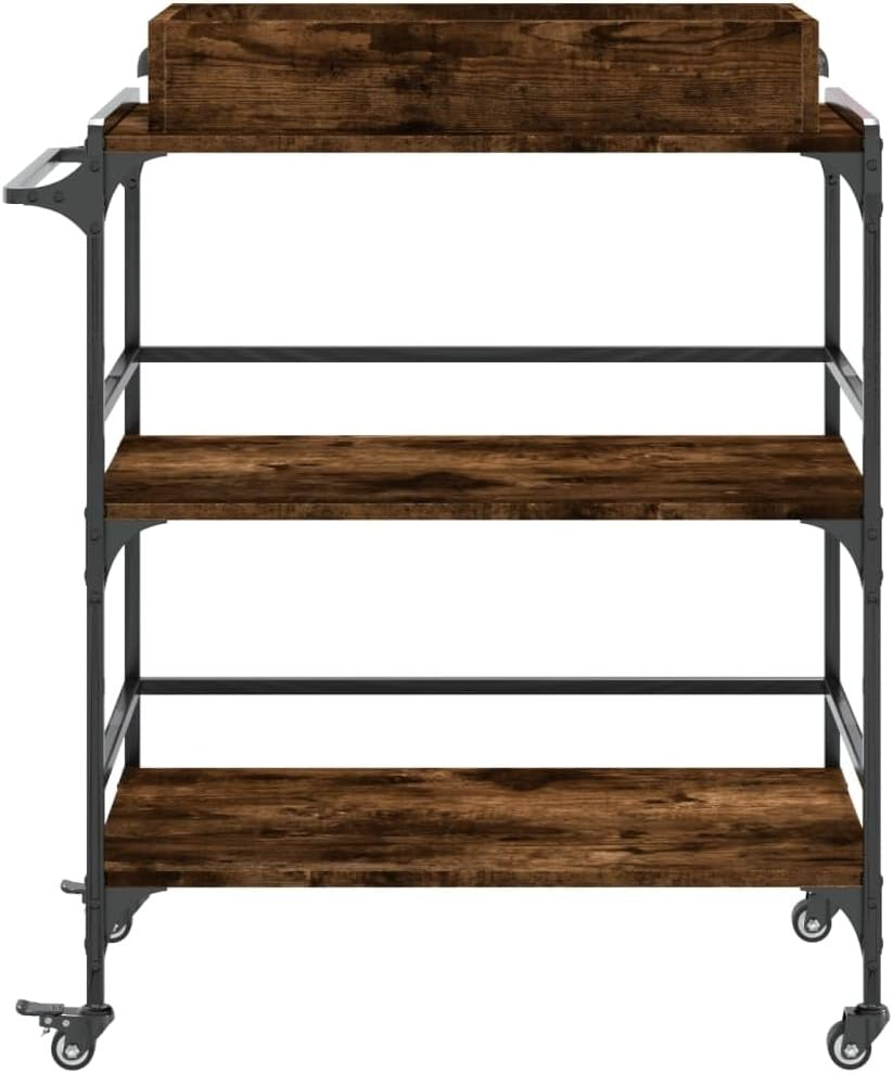 Kitchen Trolley Cart on Wheels Storage Rack with Shelves Towel Rail