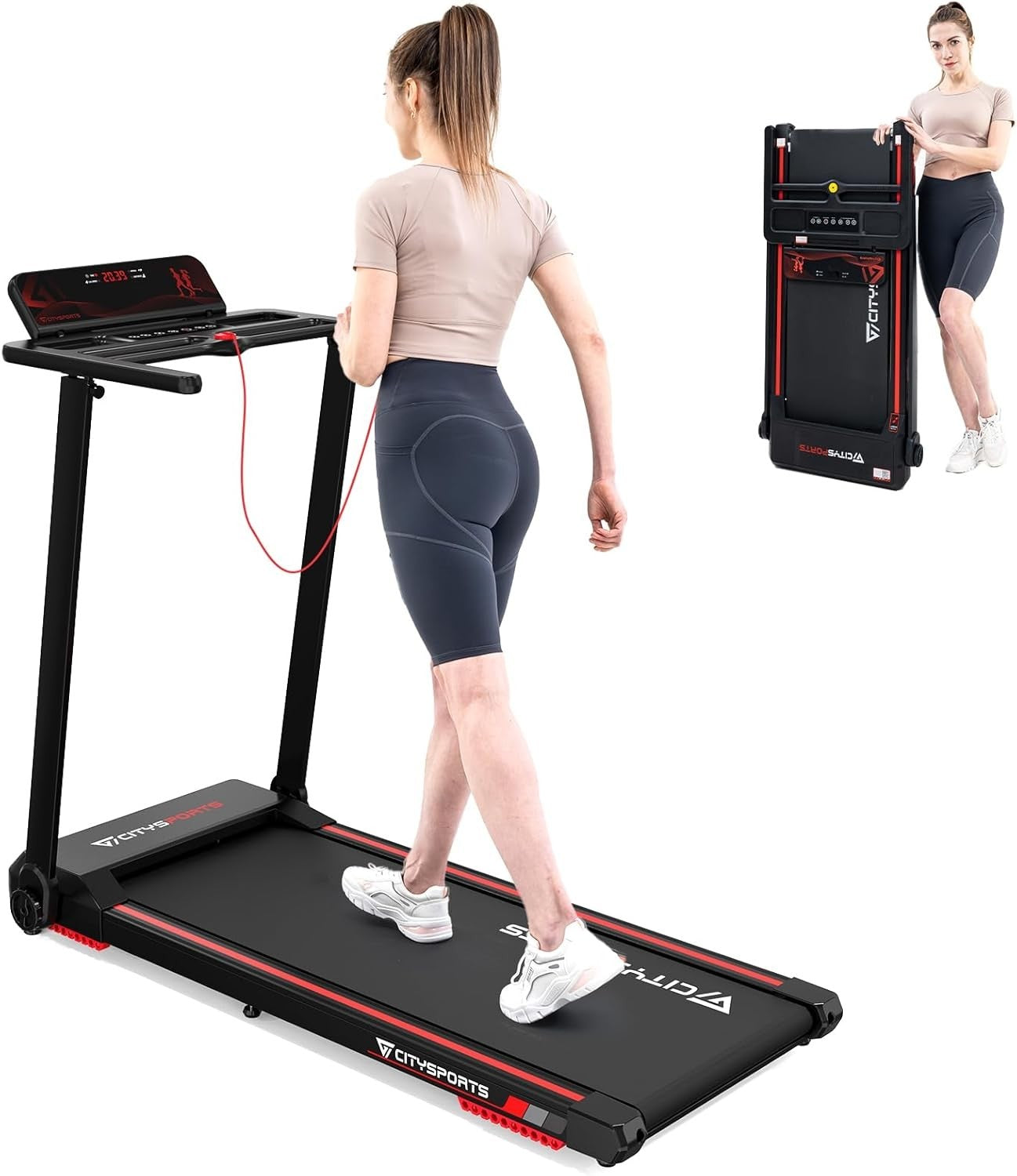 Foldable Electric Treadmill Home Walking Running Machine Bluetooth 2HP