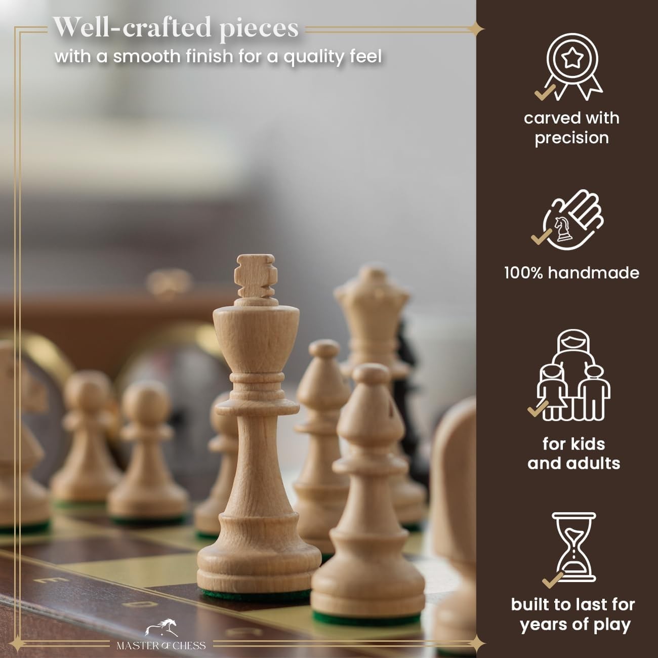 41cm Wooden Chess Set | Large Portable Tournament Board & Staunton Pieces
