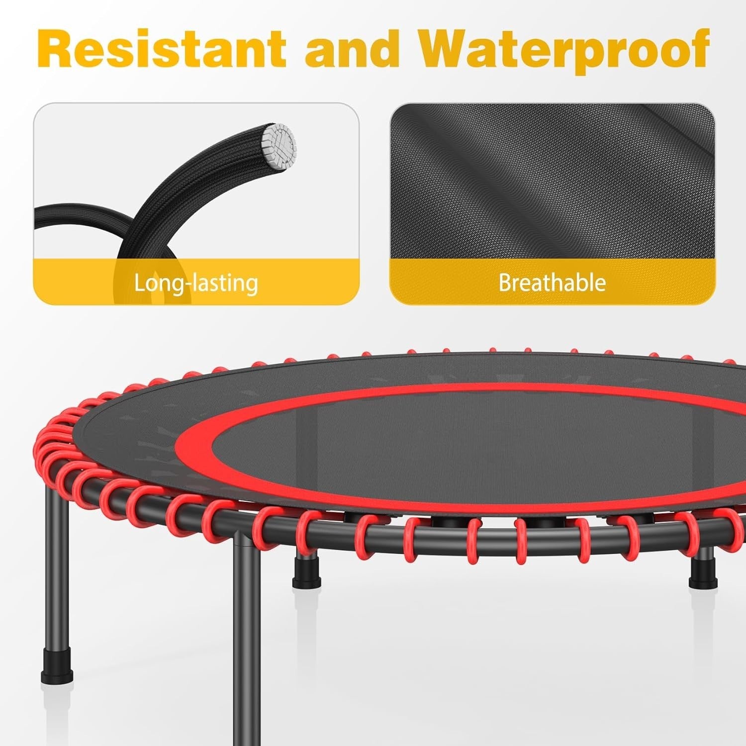 40” Fitness Rebounder Trampoline Quiet Bungee Indoor Outdoor Exercise