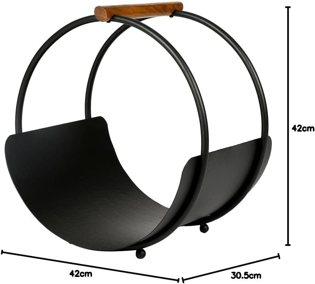 Log Holder Cradle Basket Black Iron Firewood Storage | Indoor Fireplace