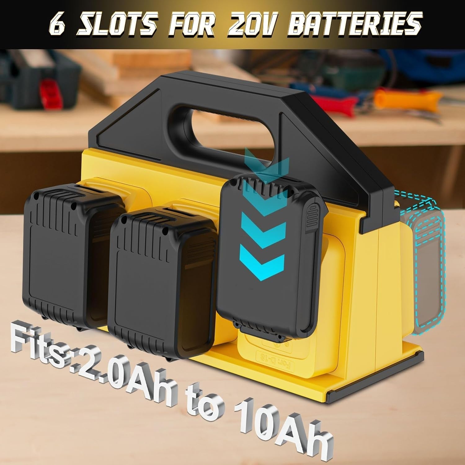 6 Slot Battery Carrying Holder Storage Rack Case for 18V 20V Tools
