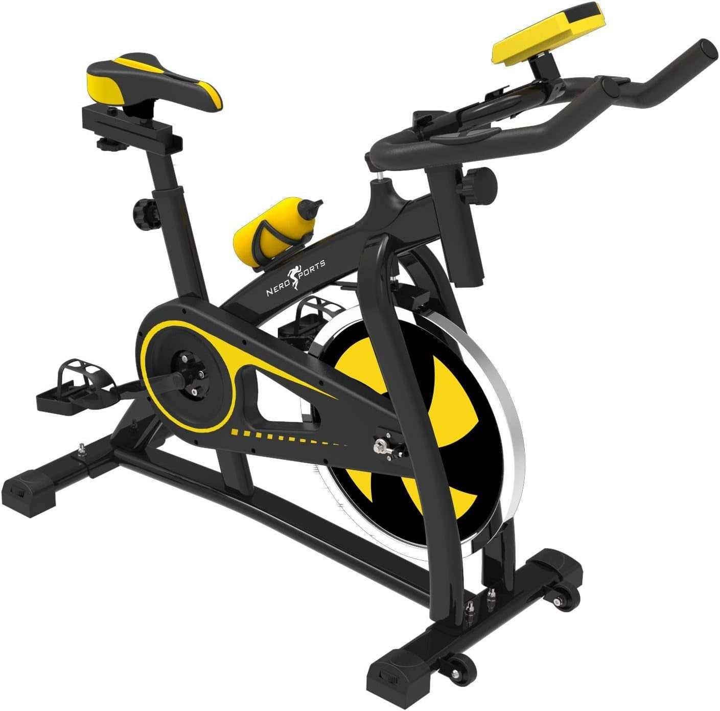 Indoor Exercise Bike w/ LCD Monitor, 12kg Flywheel, Adjustable Seat
