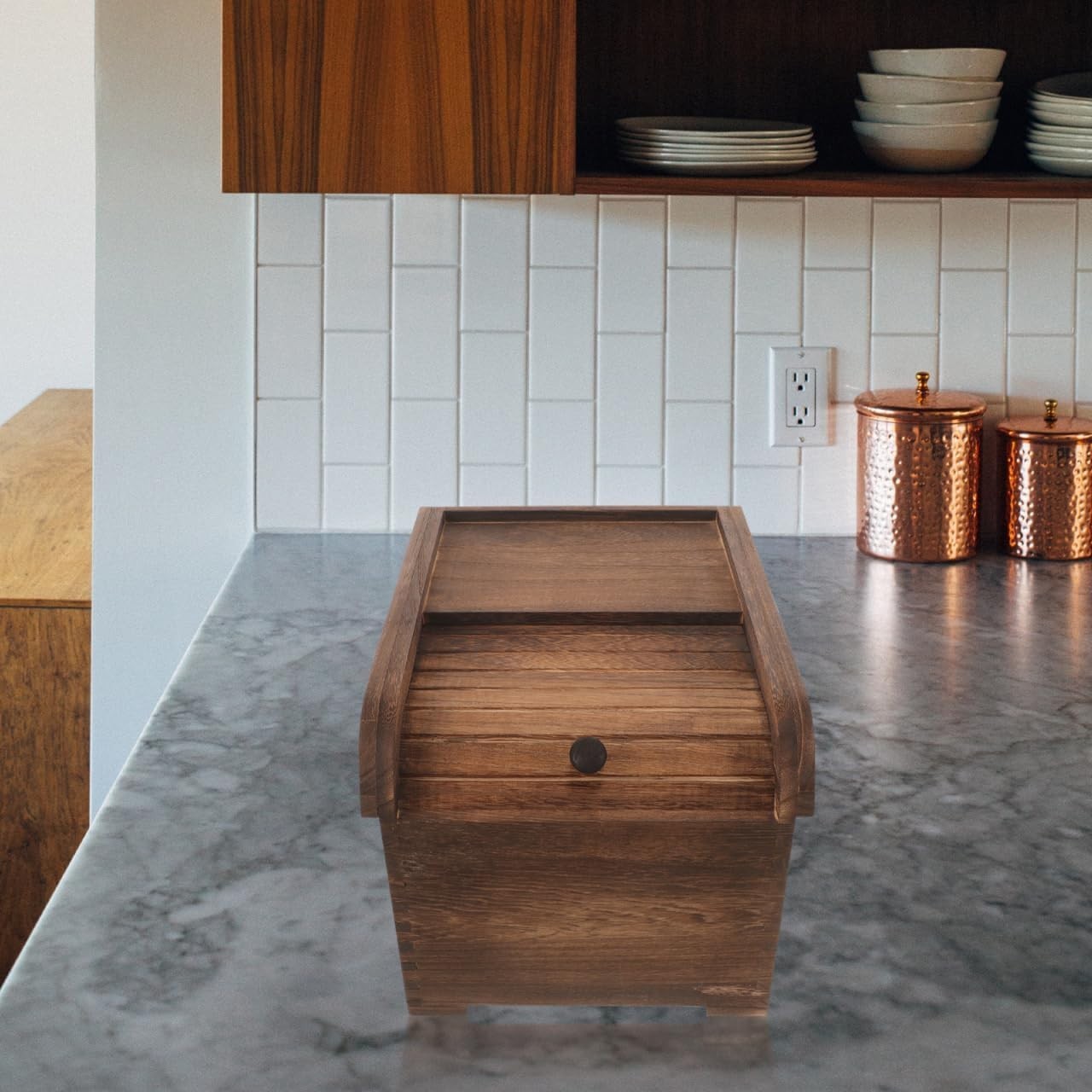 10KG Wooden Rice Storage Box Airtight Sliding Lid