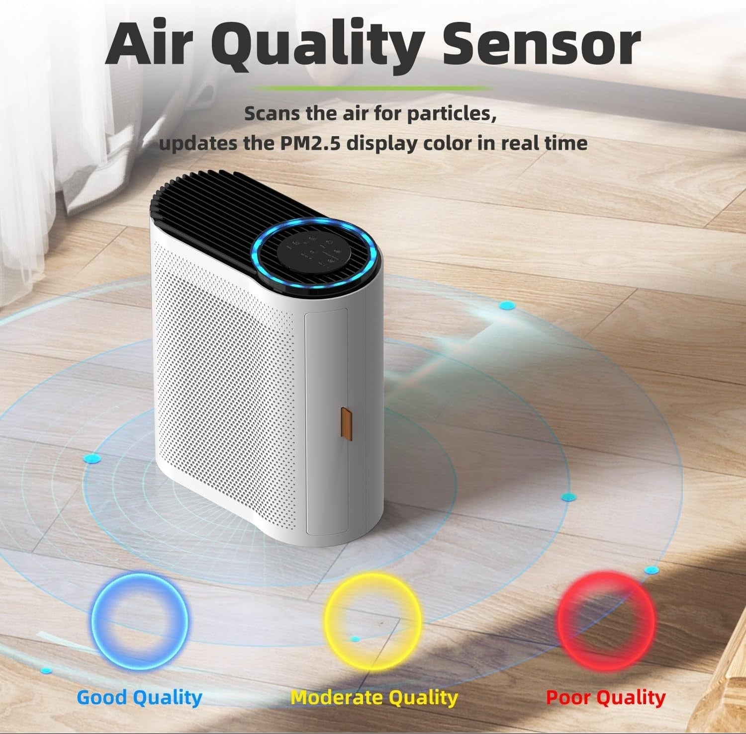 Air Purifier Bedroom Home CADR 230m³/h Quiet 22dB Dust Allergy Sleep