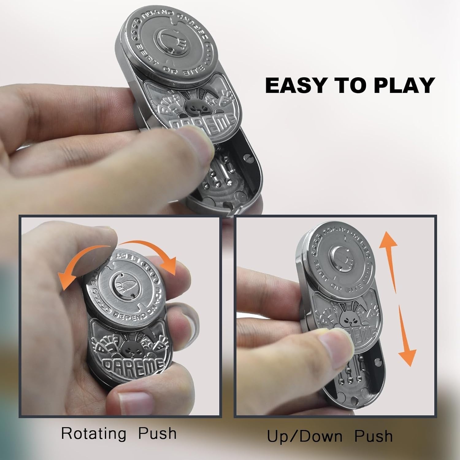 Silver Rabbit Ratchet Click Fidget Slider Stainless Steel Pocket EDC