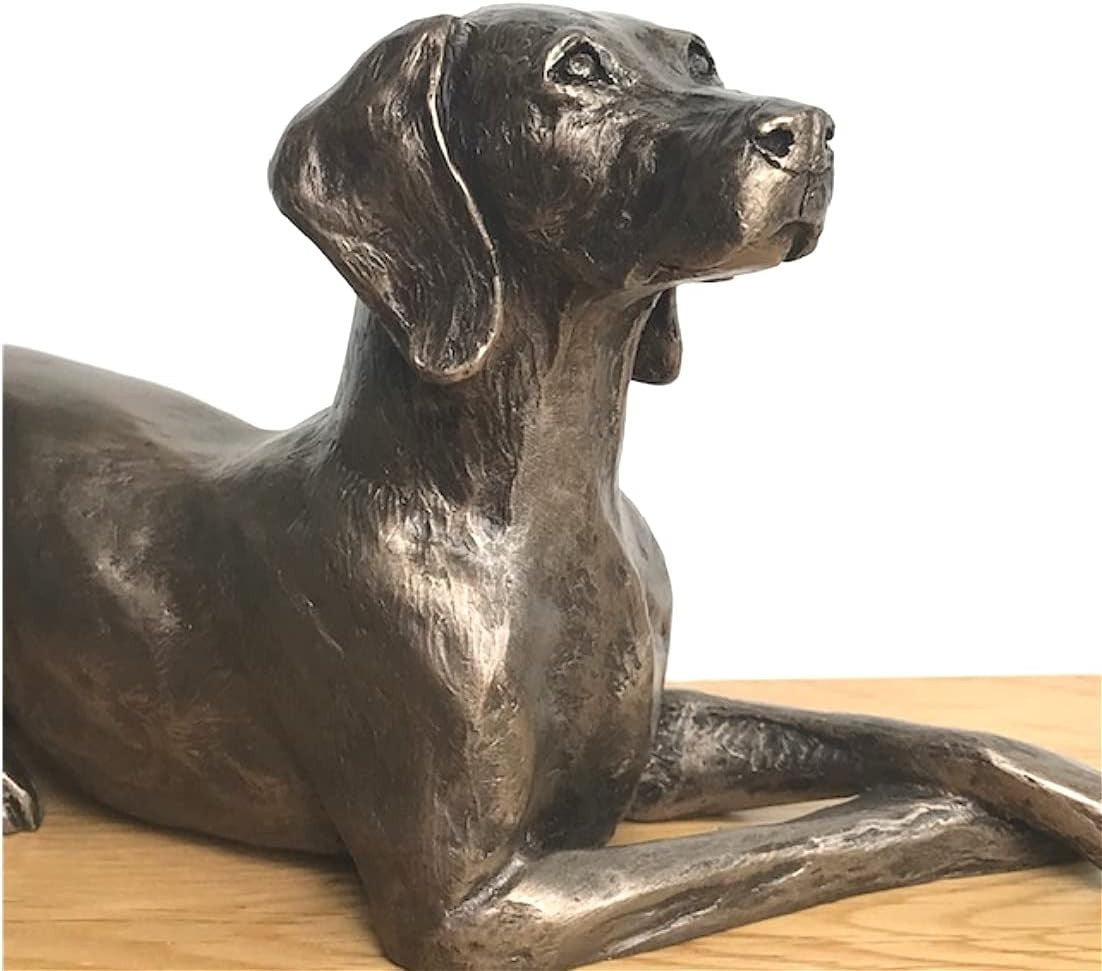 Cold Cast Bronze Dog Ornament • Heavyweight Weimaraner Figurine 23.5cm • Decor