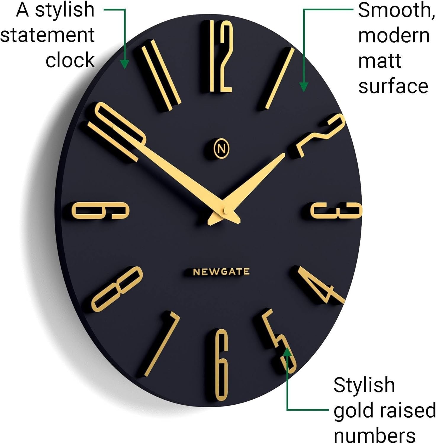 Luxury Wall Clock Blue Gold Modern Silent 40cm Office Home Decor