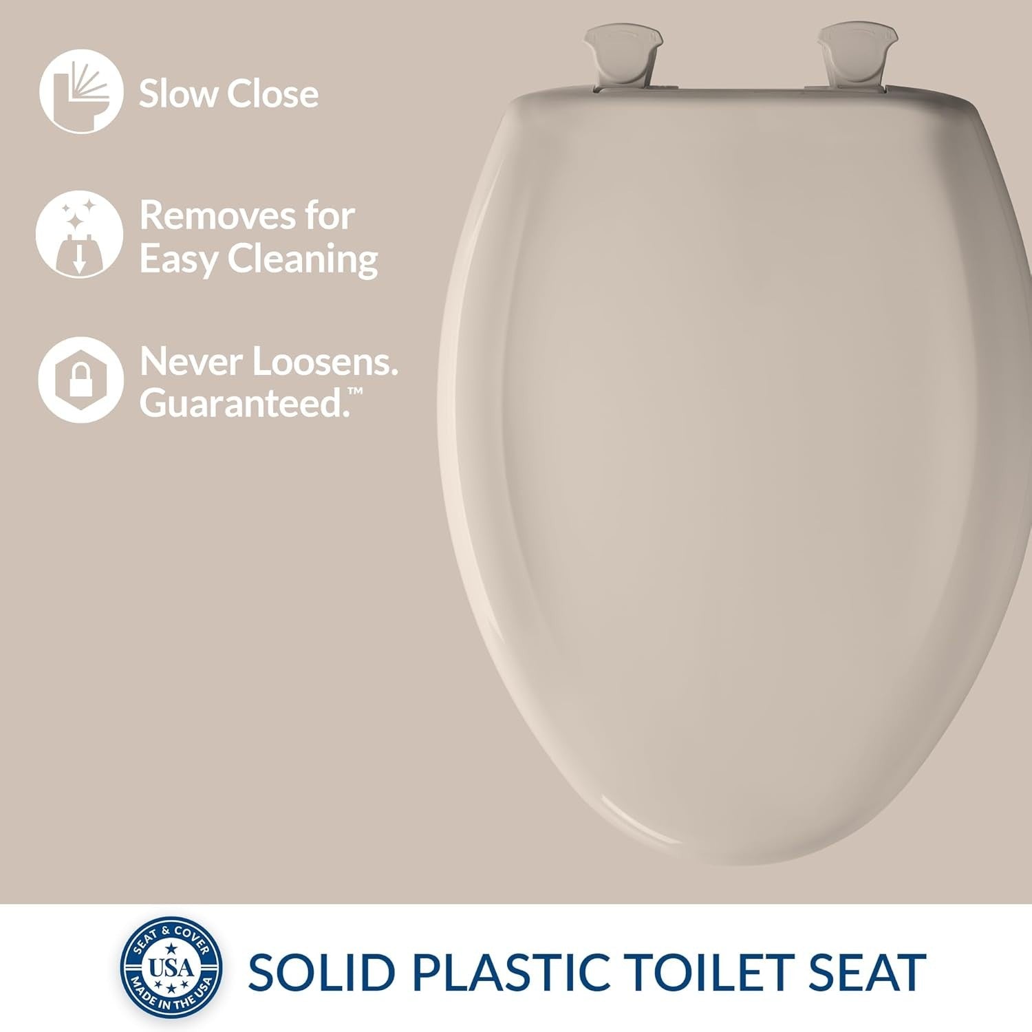Elongated Toilet Seat Blush Soft Close STA-TITE Easy Remove Durable Plastic