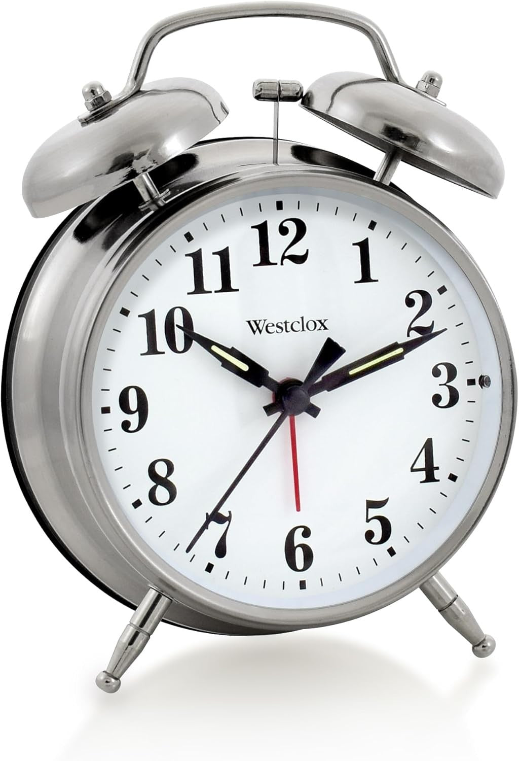 Twin Bell Alarm Clock Loud for Heavy Sleepers Metal Backlight Silver