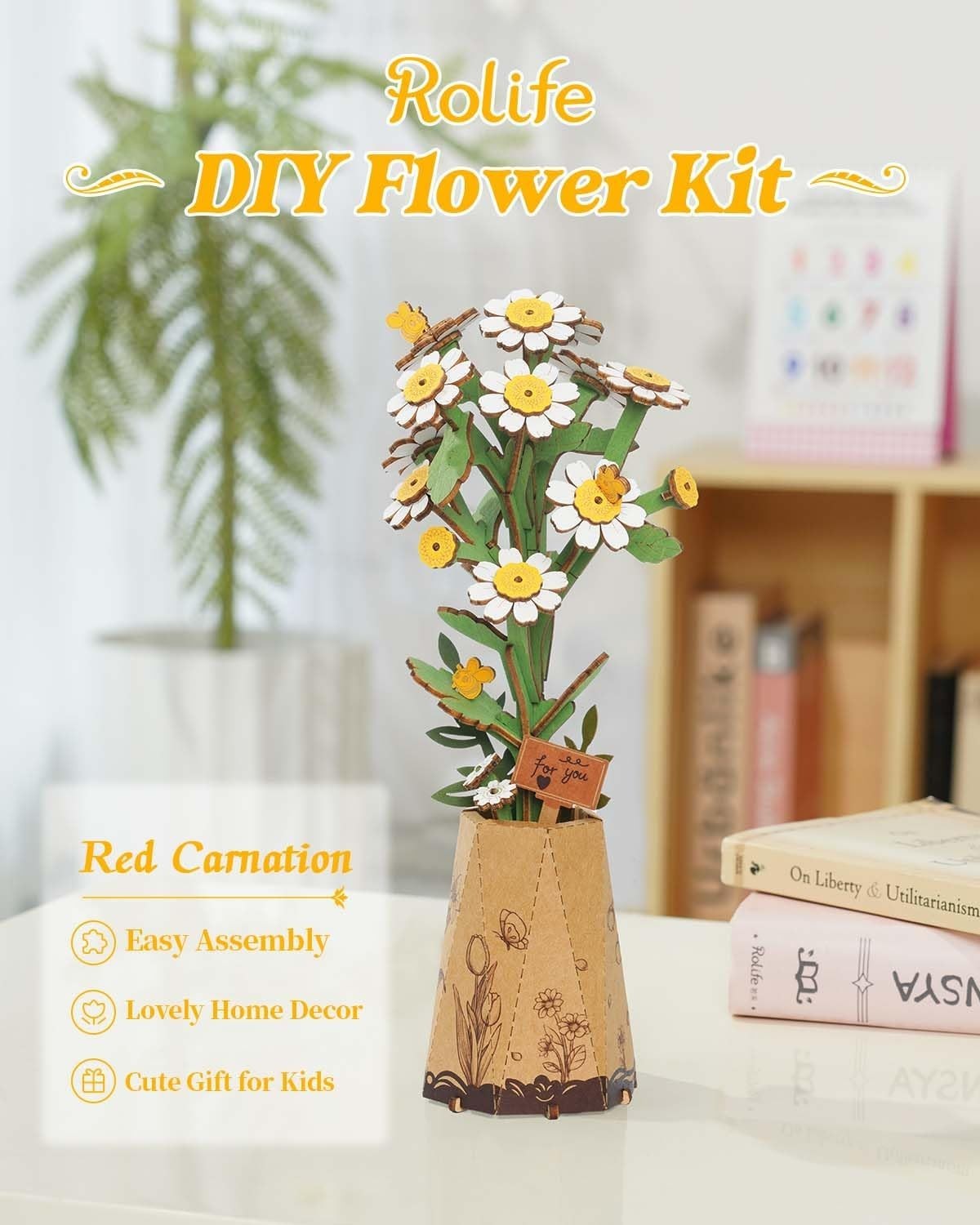 3D Wooden Chamomile Flower Puzzle Kit – DIY Craft Gift & Decor