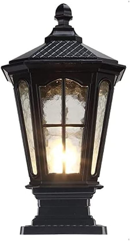 Outdoor Post Lantern Light, IP65 Waterproof Black Garden Pillar Lamp E27