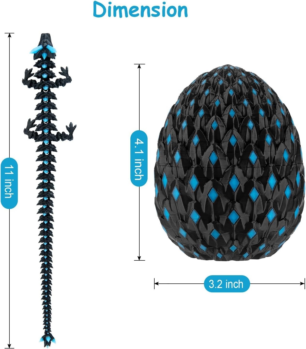 Glow in Dark Dragon Egg Fidget Toy 3D Printed Mystery Desk Decor