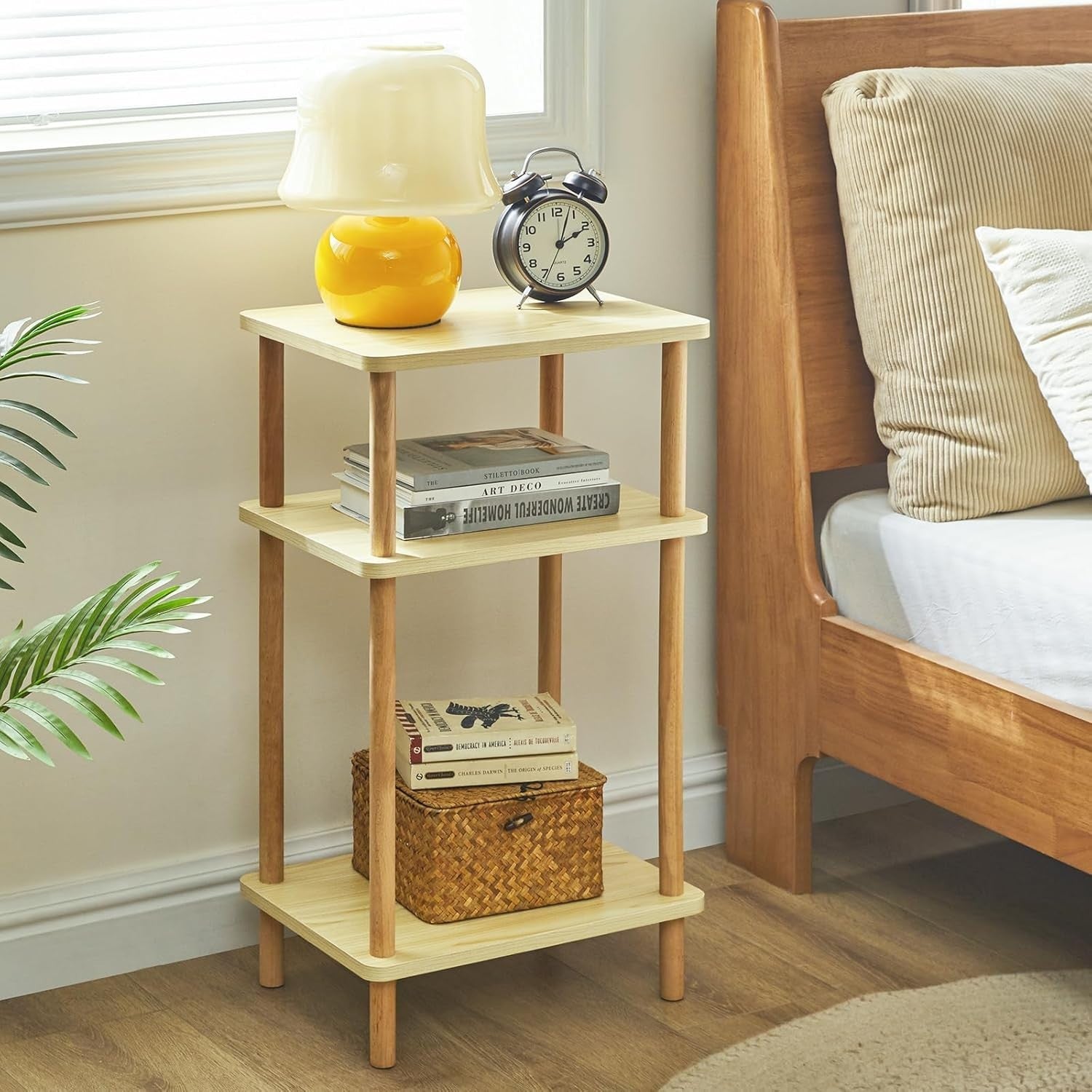 Solid Wood 3-Tier Side Table with Storage Shelves – Sturdy & Stylish