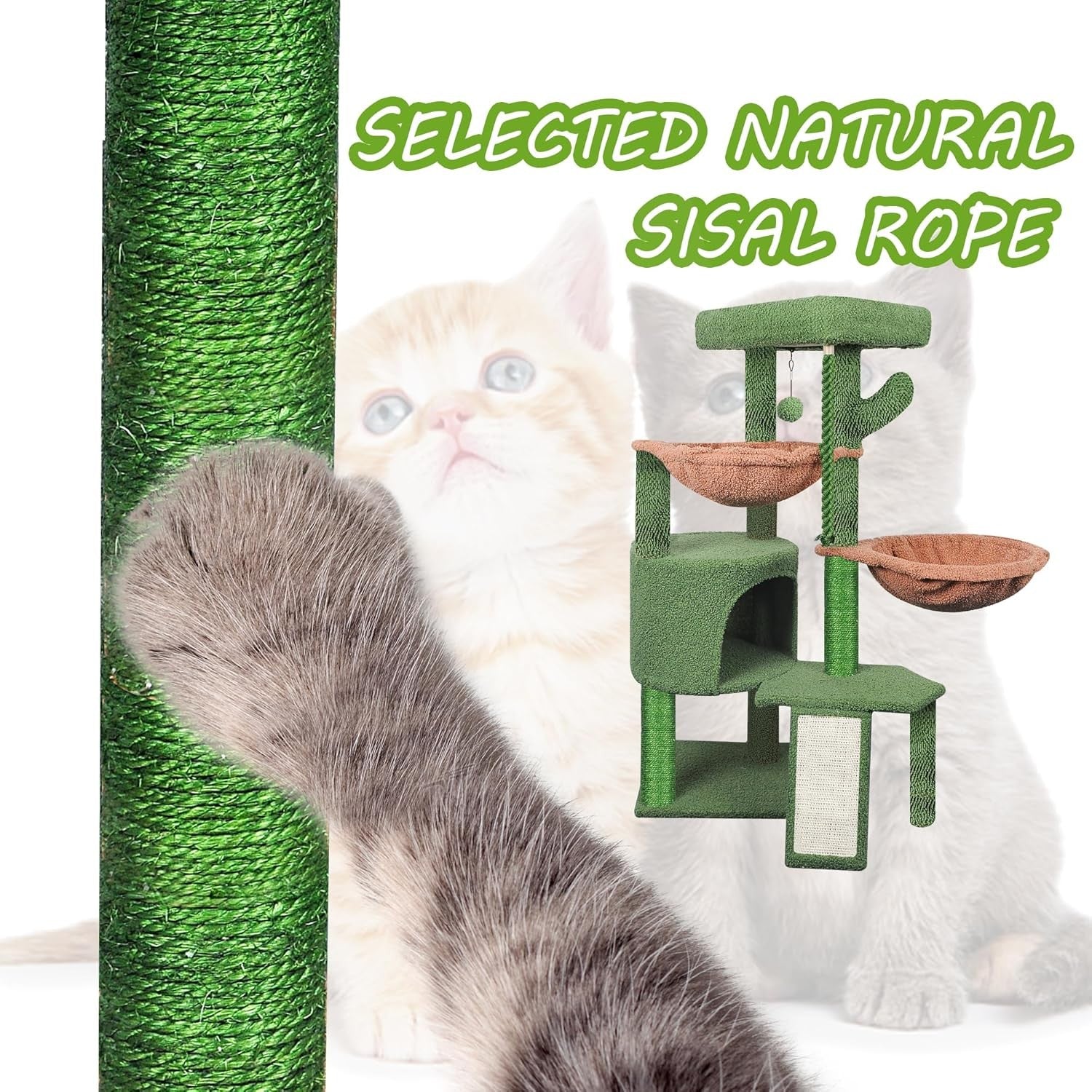 Cat Tree 95cm Climbing Tower Scratching Posts Condo Hammocks for Indoor Cats