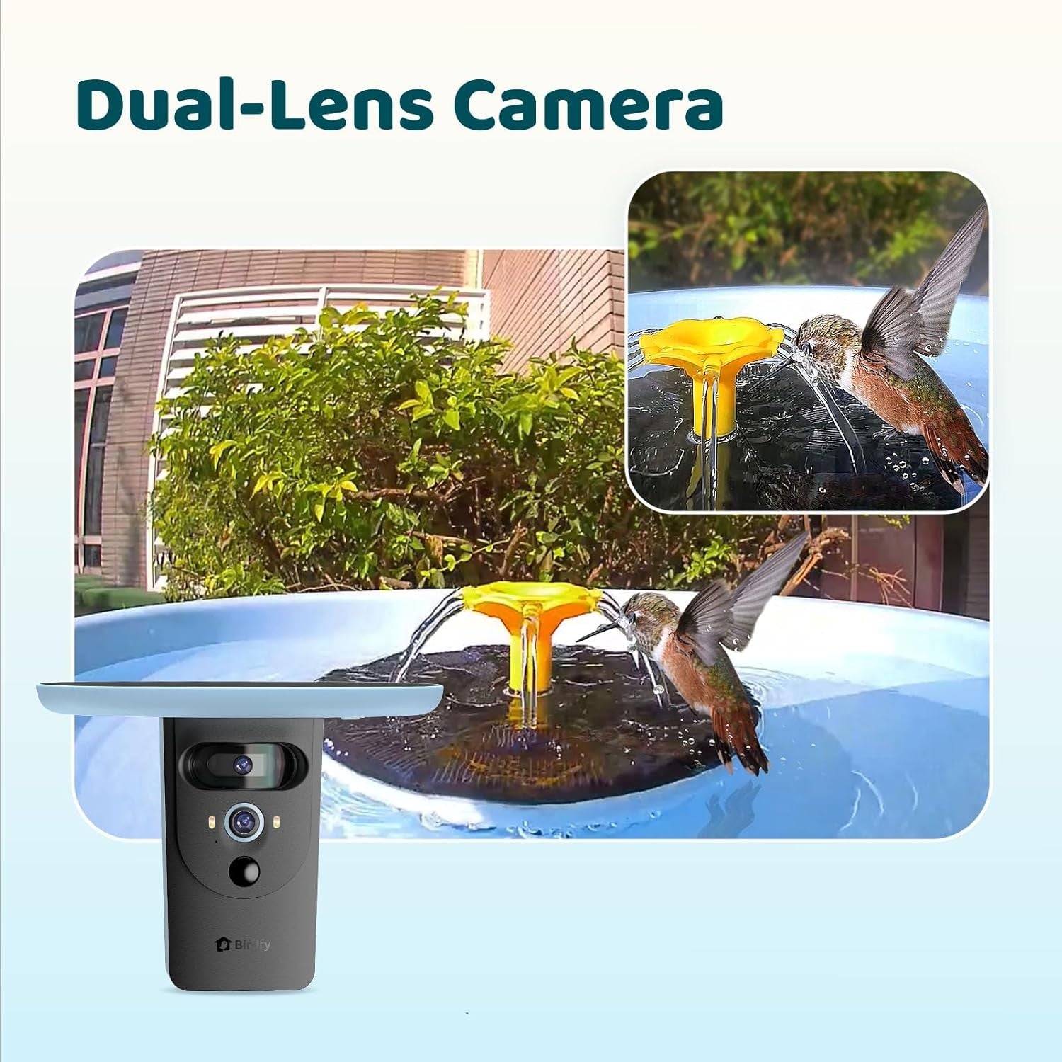 Smart Solar Bird Bath with Camera Dual Lens Auto Video Bird Feeder Fountain