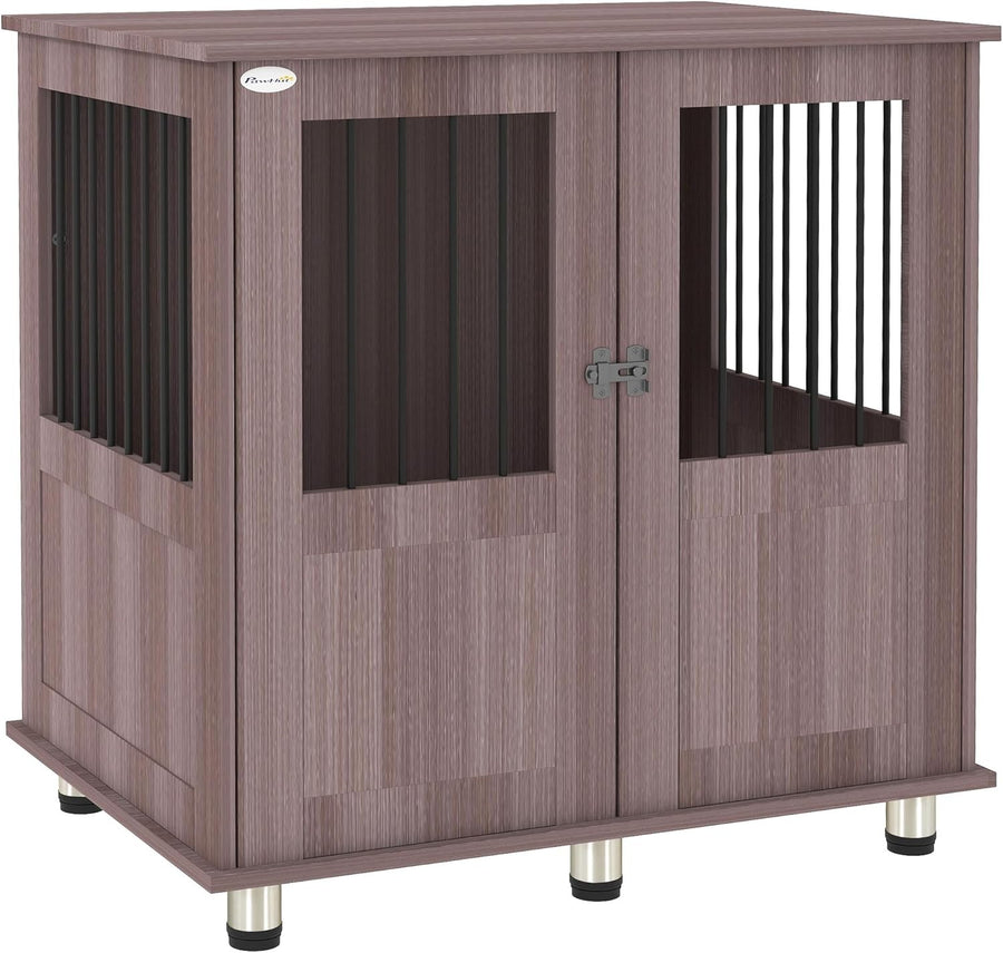 Purple Dog Crate Furniture 85x55x75cm – Indoor Kennel with Tabletop & Locking Do