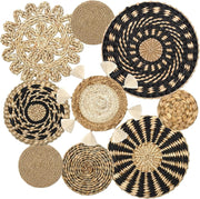 Boho Woven Wall Basket Set 9pcs Rattan Willow Round Decor