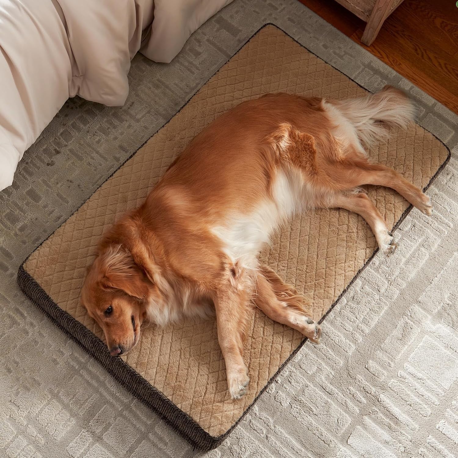 XL Orthopedic Dog Crate Bed 104x69cm Memory Foam Washable Brown
