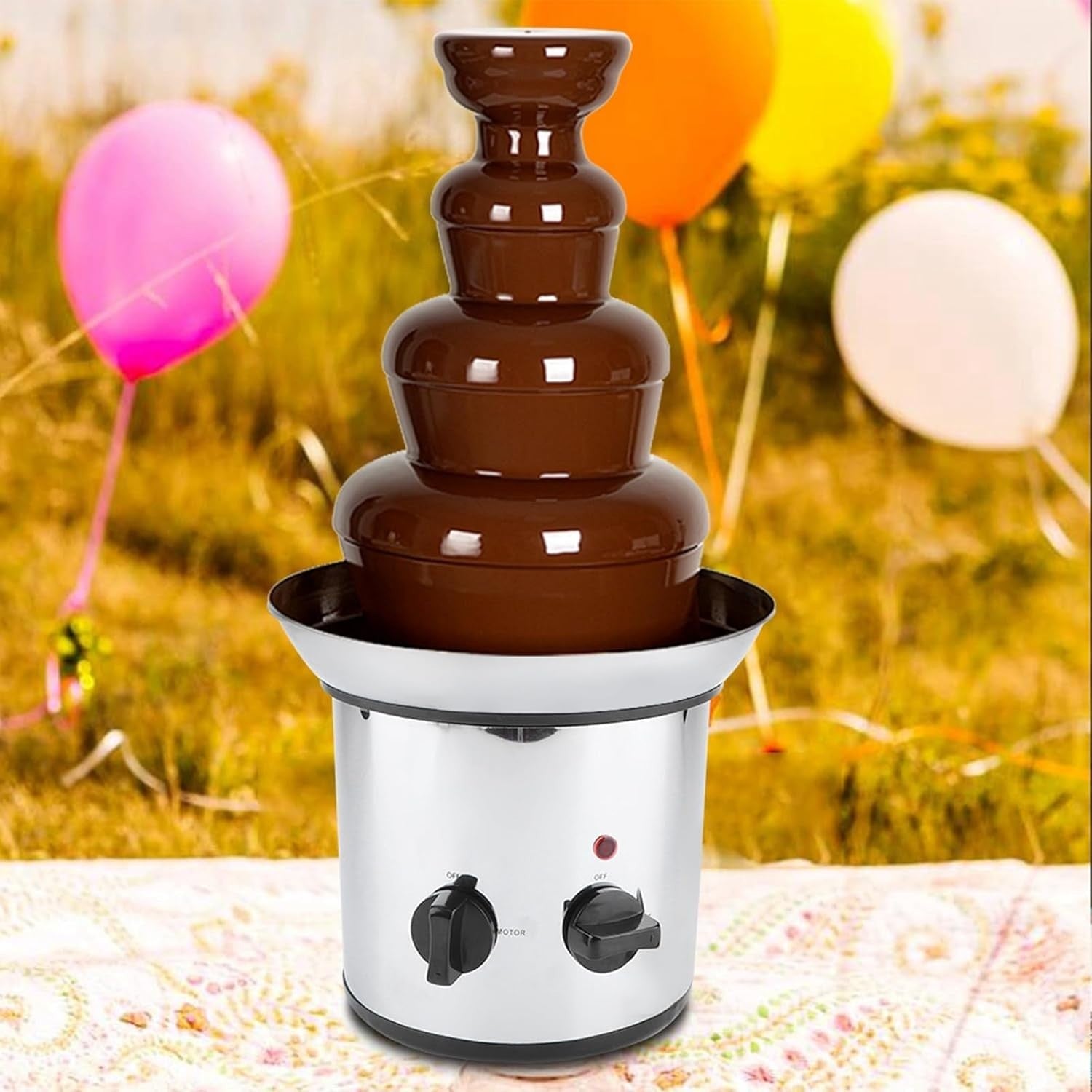 4 Tier Chocolate Fountain Machine Stainless Steel Fondue Melter Party
