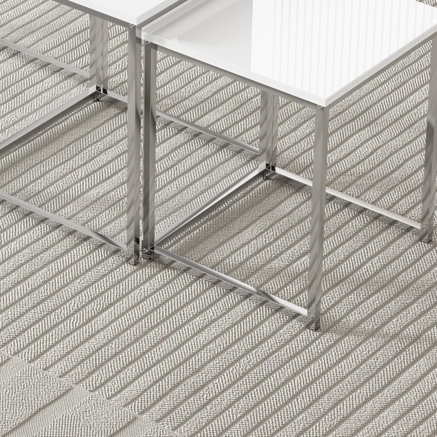 Space Saving Nesting Coffee Tables Set of 3 White Modern Side End Living Room