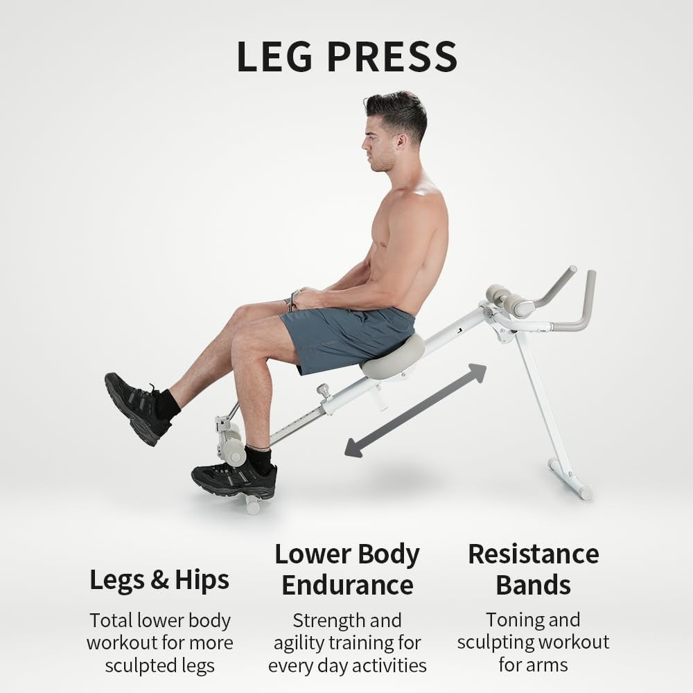 4-in-1 Home Gym Exercise Machine Rowing Ab Glider Leg Press Push Up 110KG