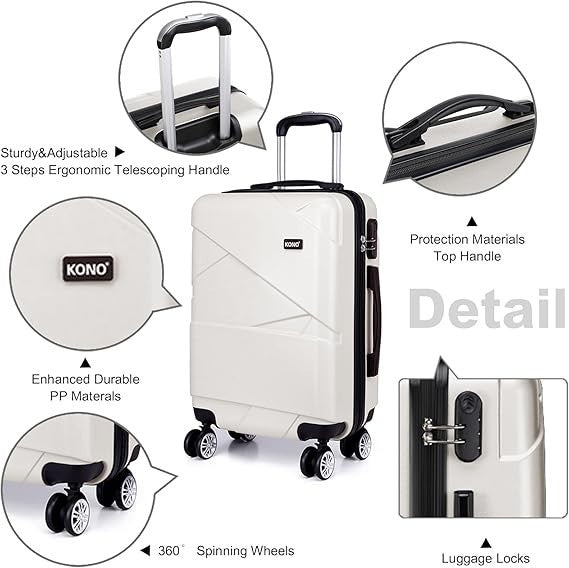 24” Medium Checked Suitcase Lightweight ABS Hard Shell Spinner Luggage