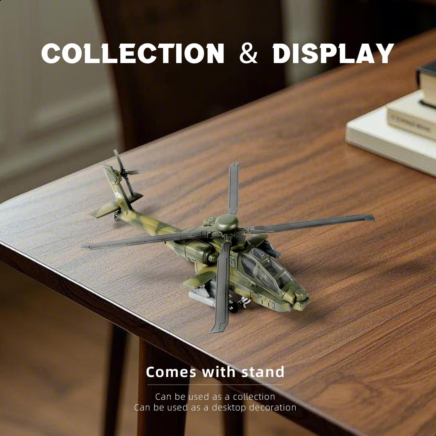 1:72 Scale AH-64 Apache Army Helicopter Model Kit | Military Toy Assembly Set