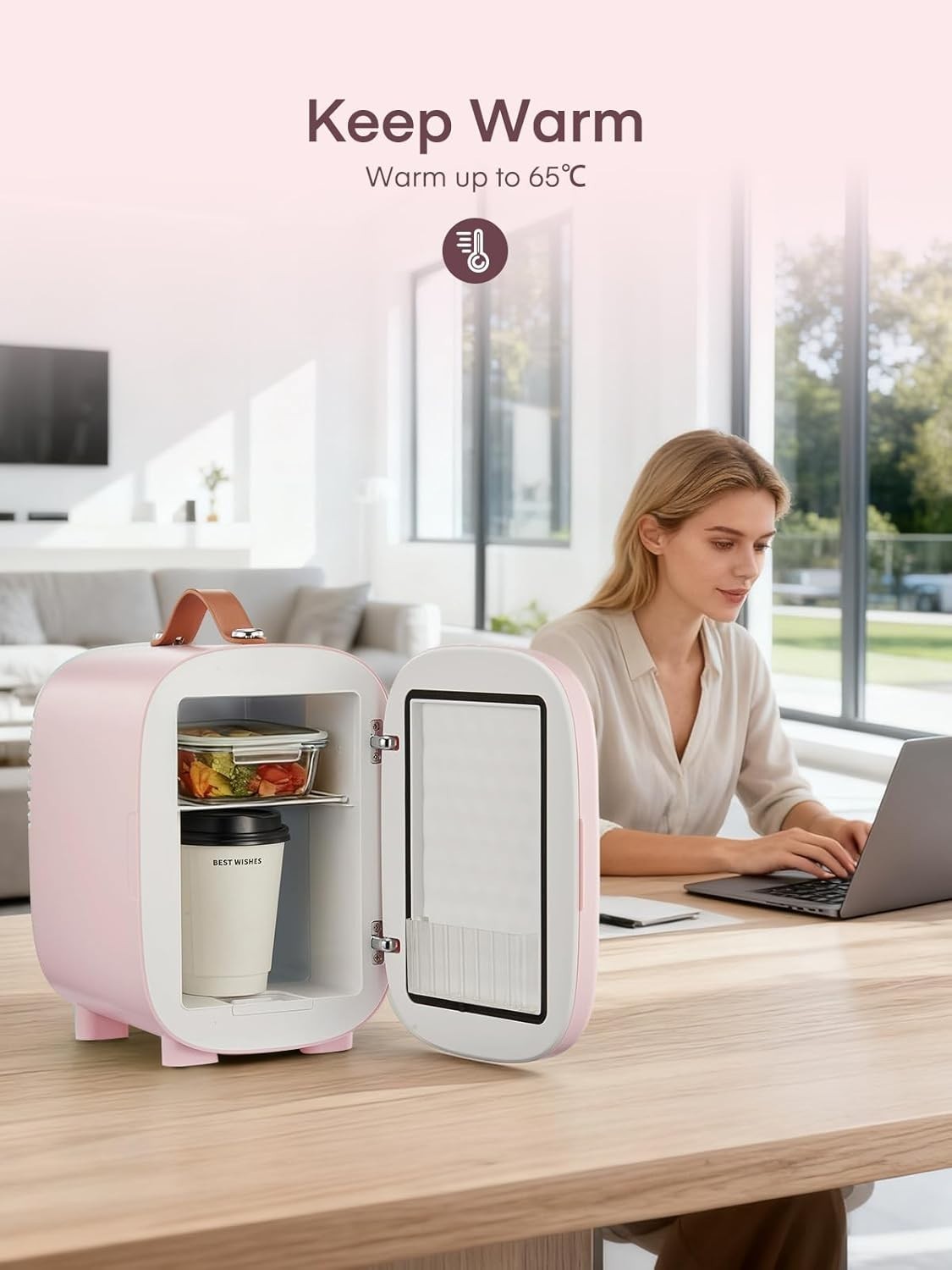Portable 5L Mini Fridge Small Cooler for Office Bedroom Car Travel Pink
