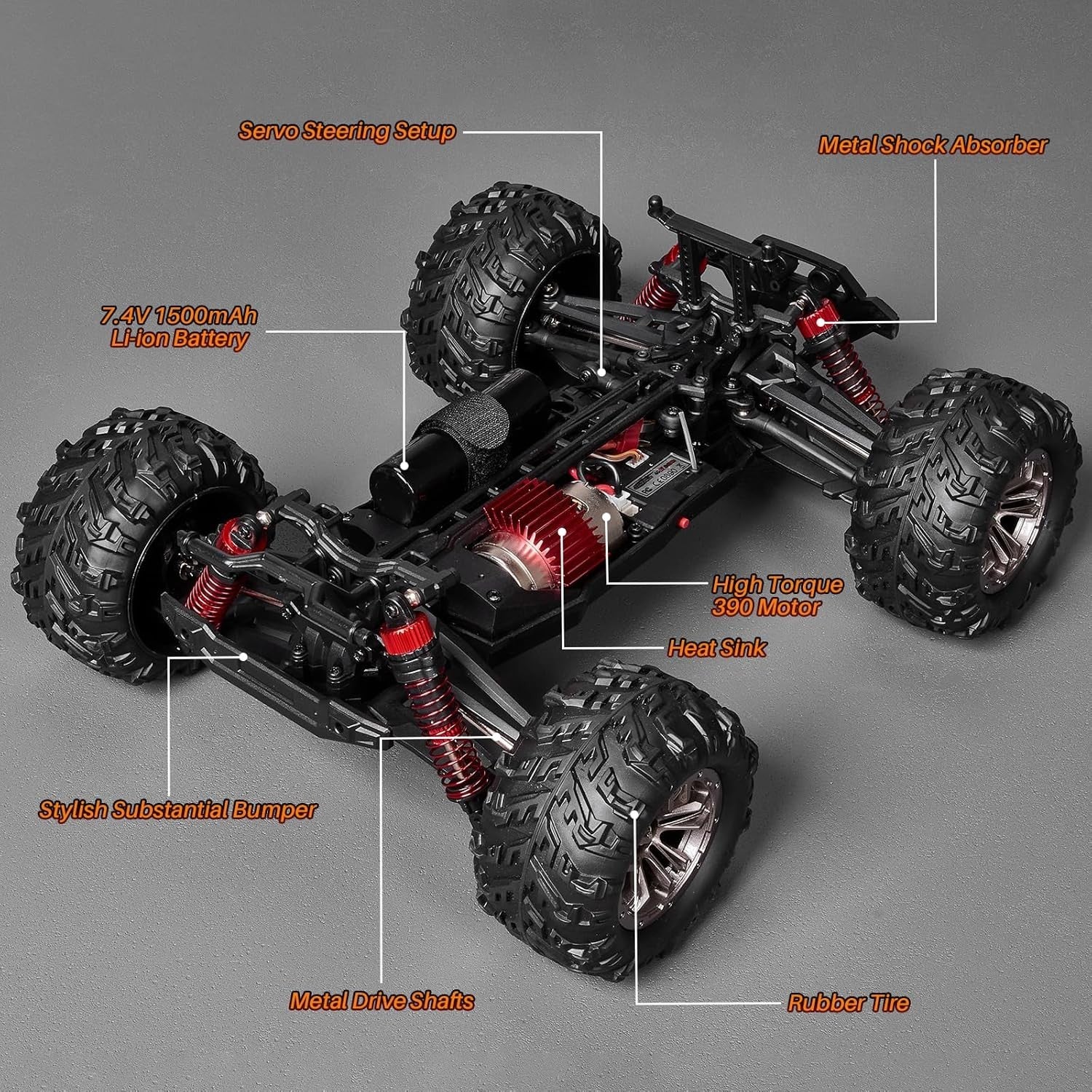 1:16 4WD RC Car 36KPH – High-Speed Off-Road Truck, LED Lights, All-Terrain Toy