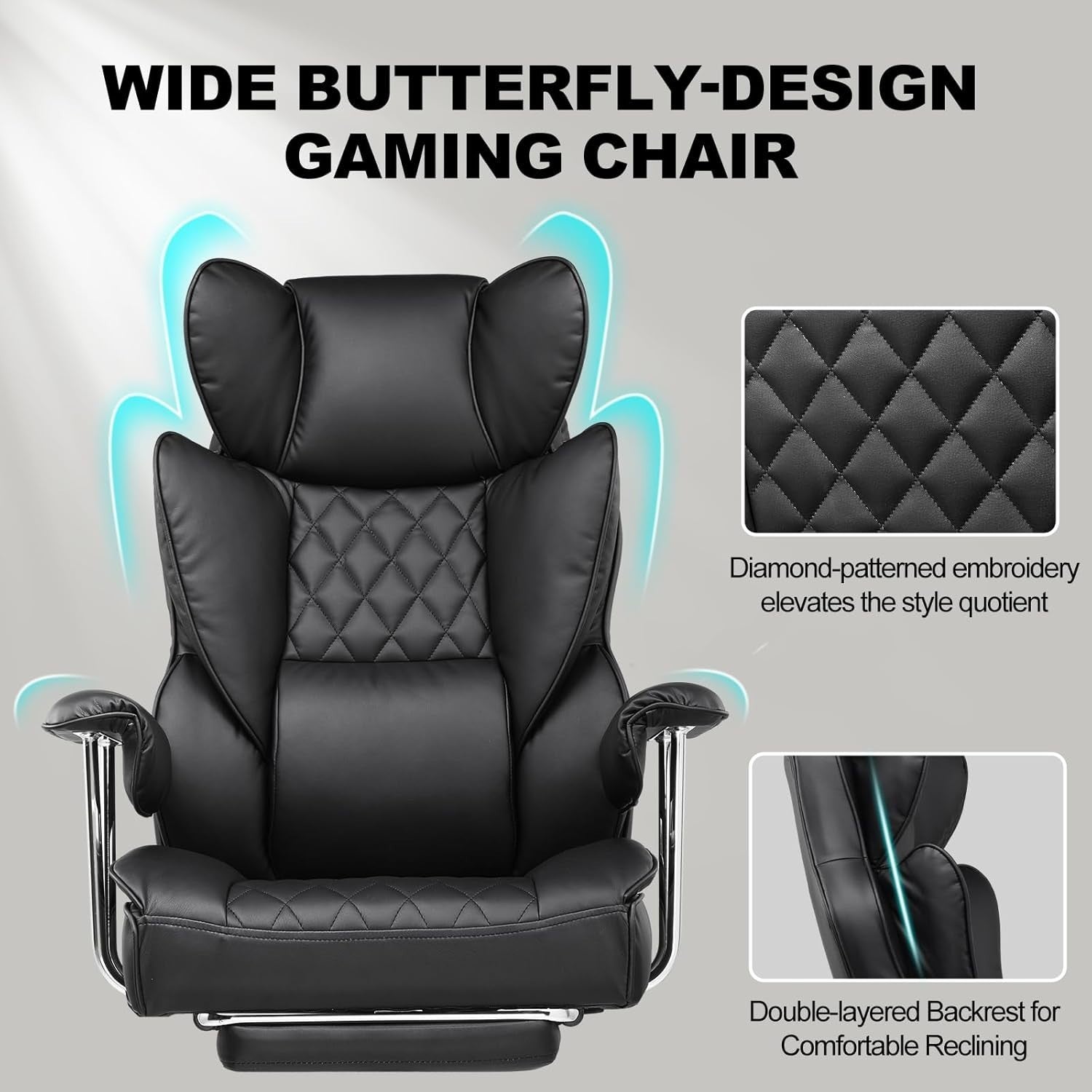Ergonomic Gaming Chair Recliner Office Seat Footrest High Back Lumbar Support