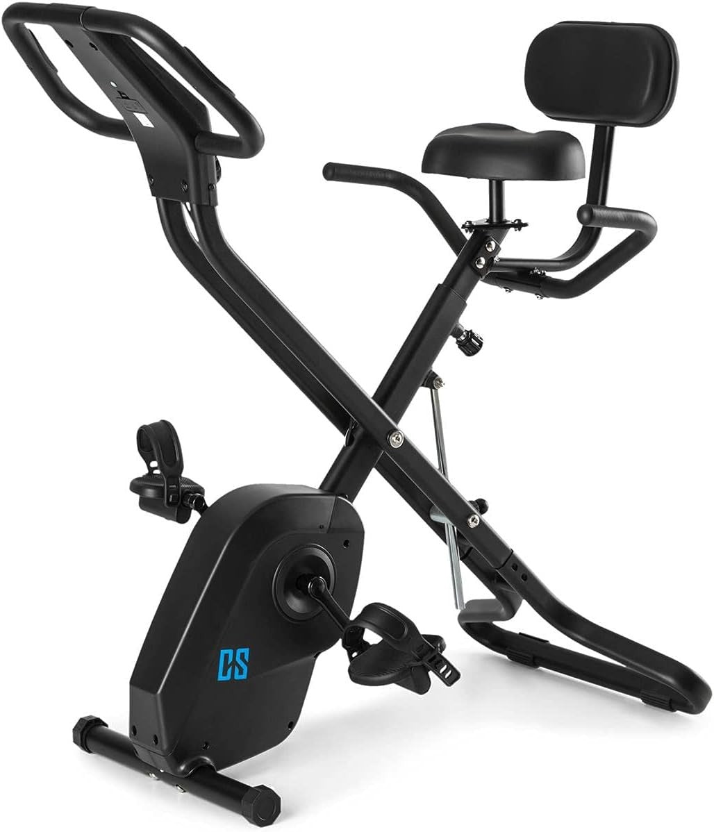 Foldable Exercise Bike w/ LCD Monitor, 8 Resistance Levels & Adjustable Seat