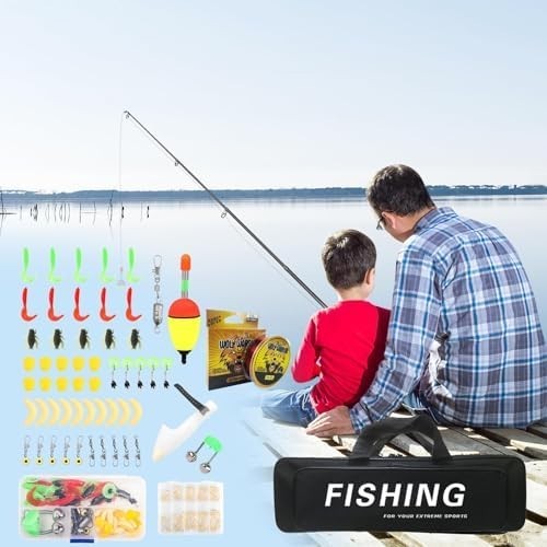 Telescopic Fishing Rod Reel Combo 1.8M Spinning Set Bag Lures Hooks Line